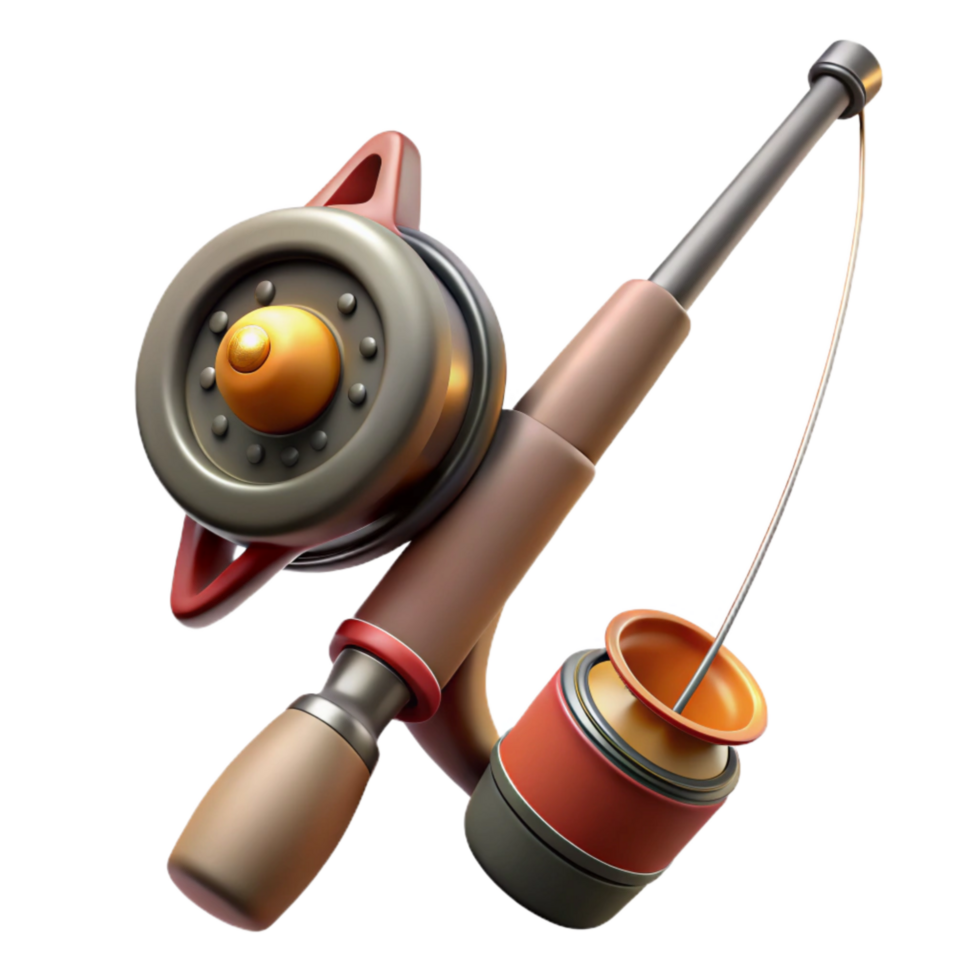 wonderful rustic Fishing Rod Reel Line Isolated on Transparent Background genuine png