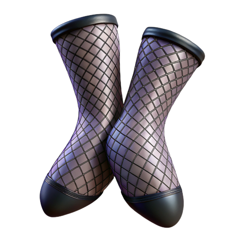 elegant minimalist Fishnet Stockings Black Diamond Pattern Isolated premium png