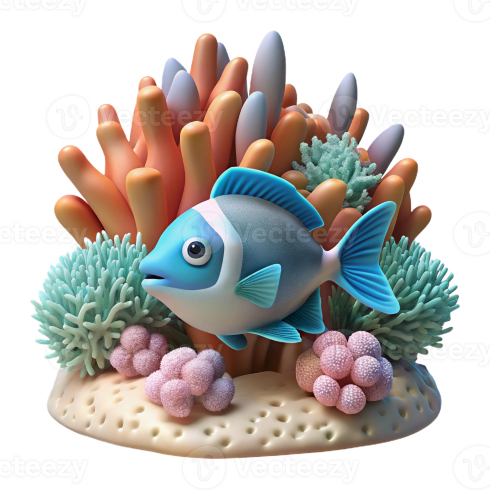 impressive abstract Fish Swimming in Coral Reef Cutout Transparent Background premium png