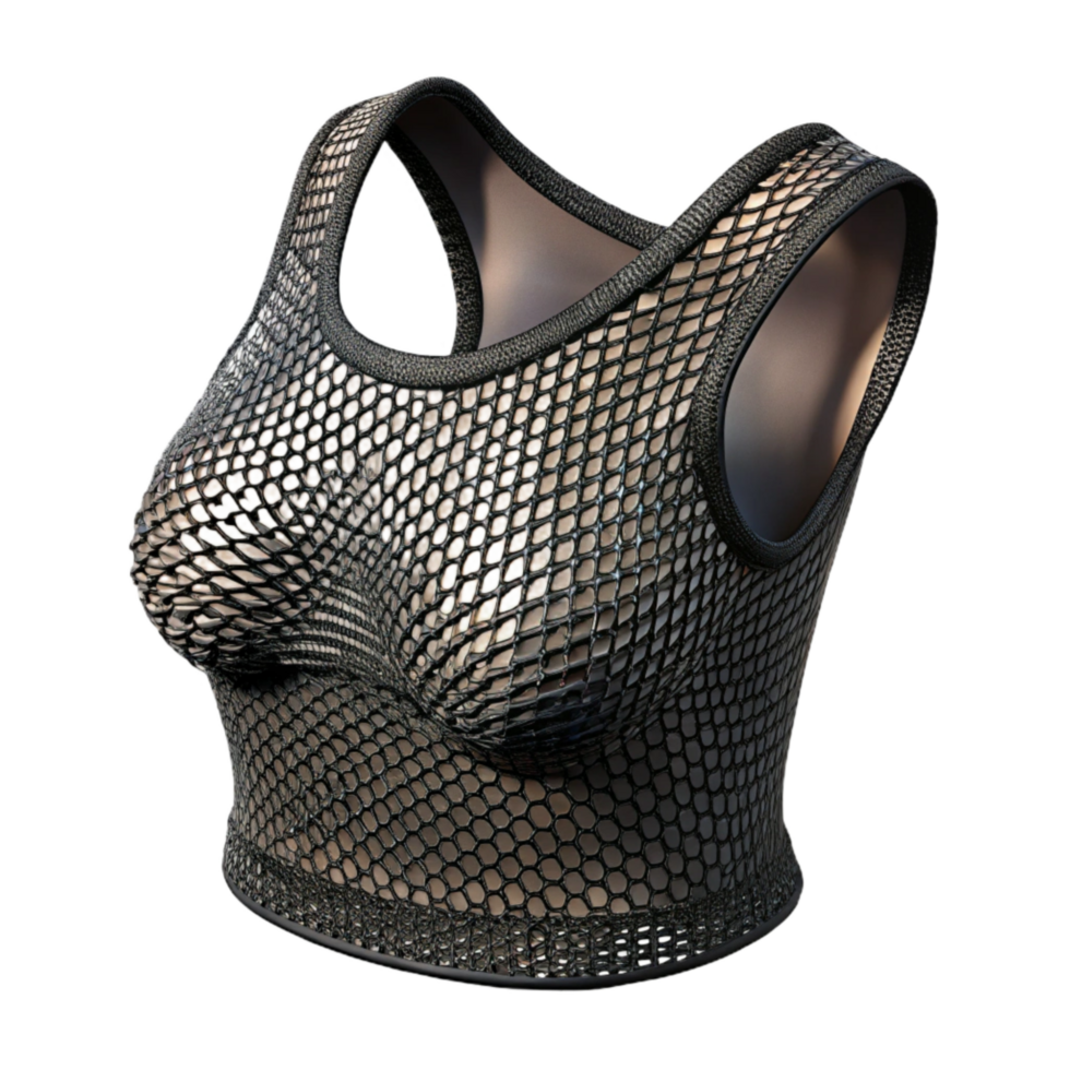 extraordinary classic Fishnet Top Black Crochet Isolated original png