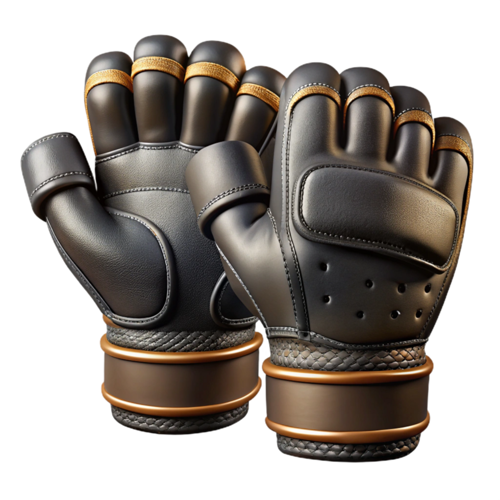 elegant creative Weightlifting Gloves Leather Black Isolated authentic png