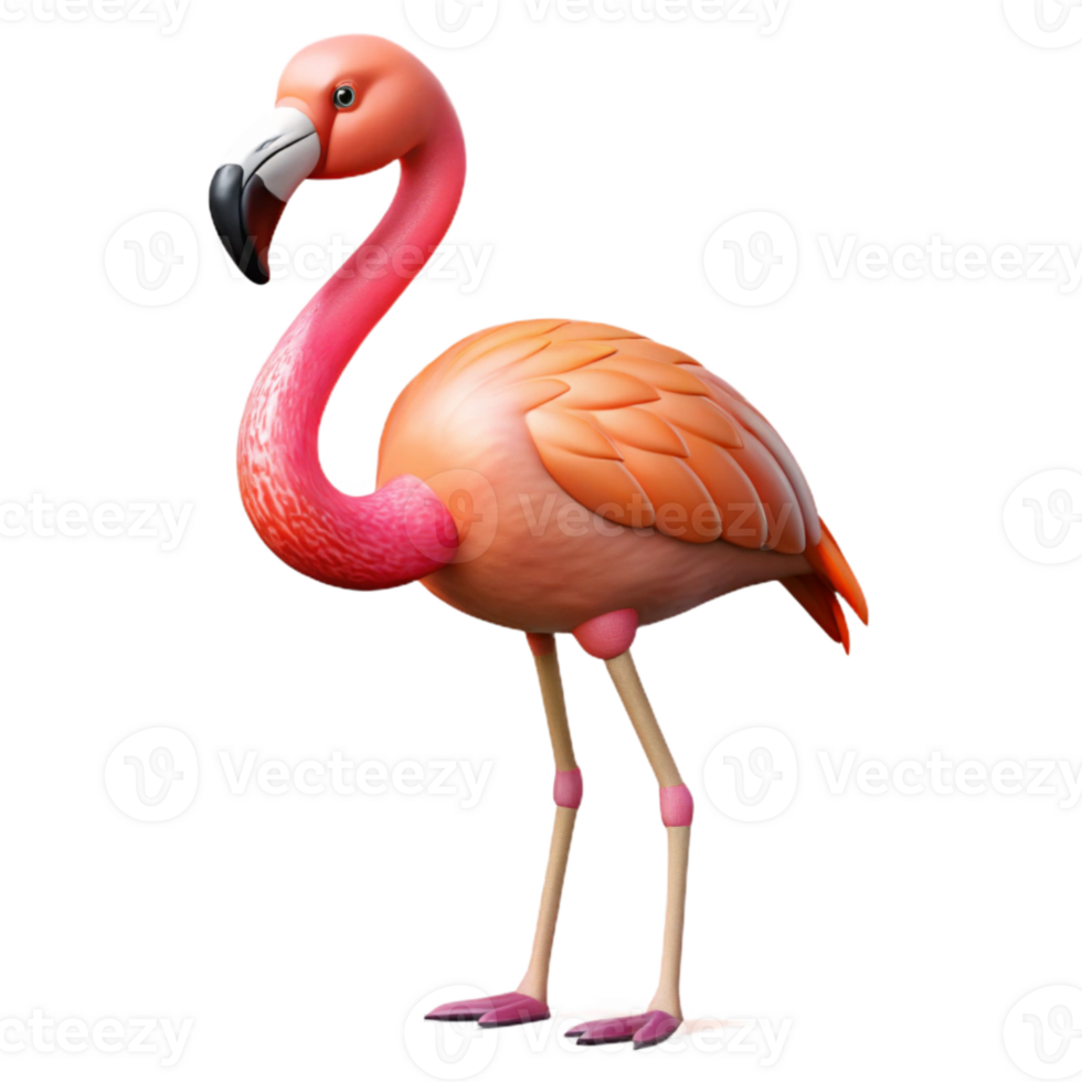 dramatic traditional Flamingo Standing on One Leg Cutout Transparent Background png