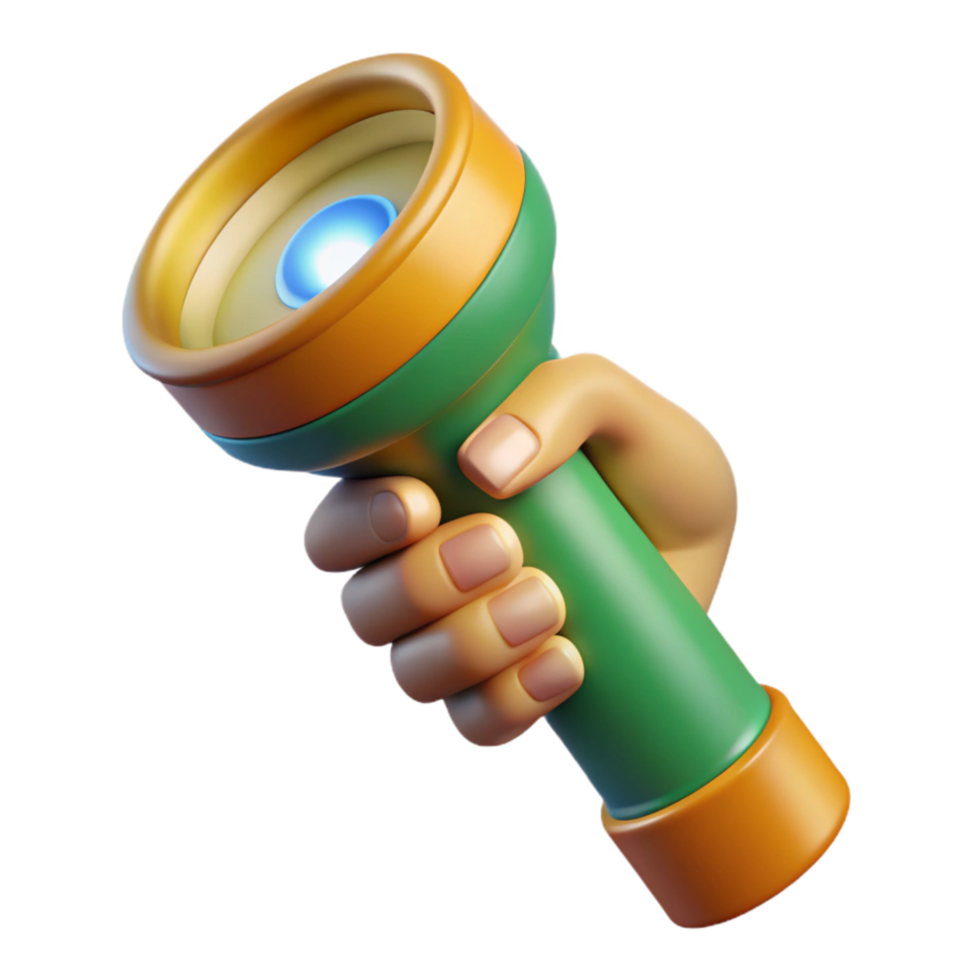 Flashlight Held in Hand Ready for Use Transparent Background png