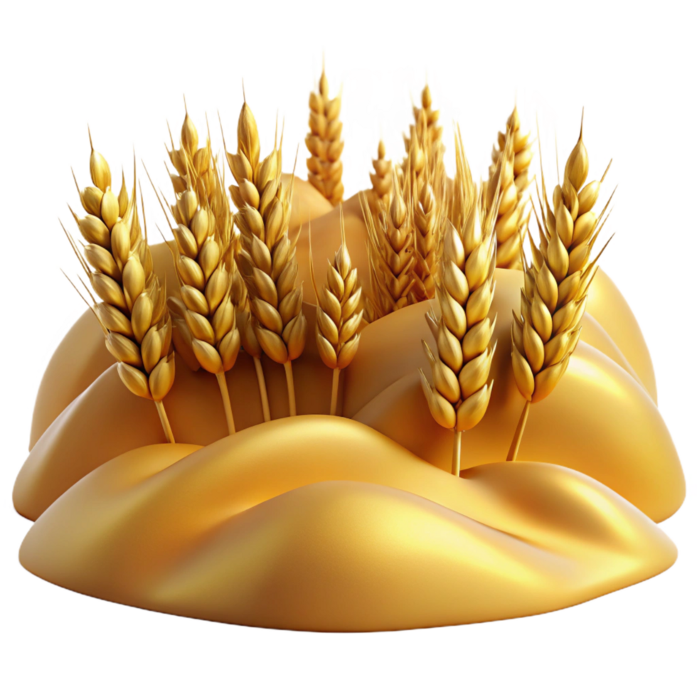 beautiful traditional Wheat Field Golden Landscape Isolated on Transparent Background high quality png