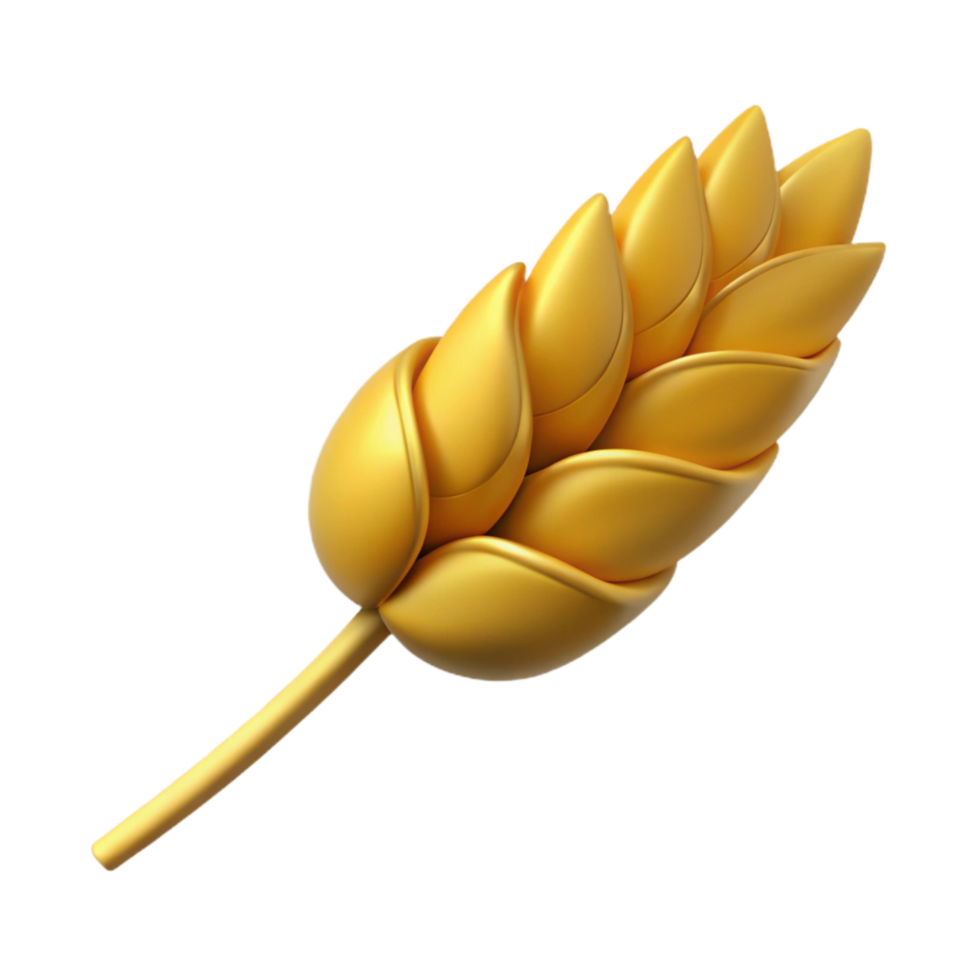 elegant contemporary Wheat Stalk Single Golden Isolated on Transparent Background professional png