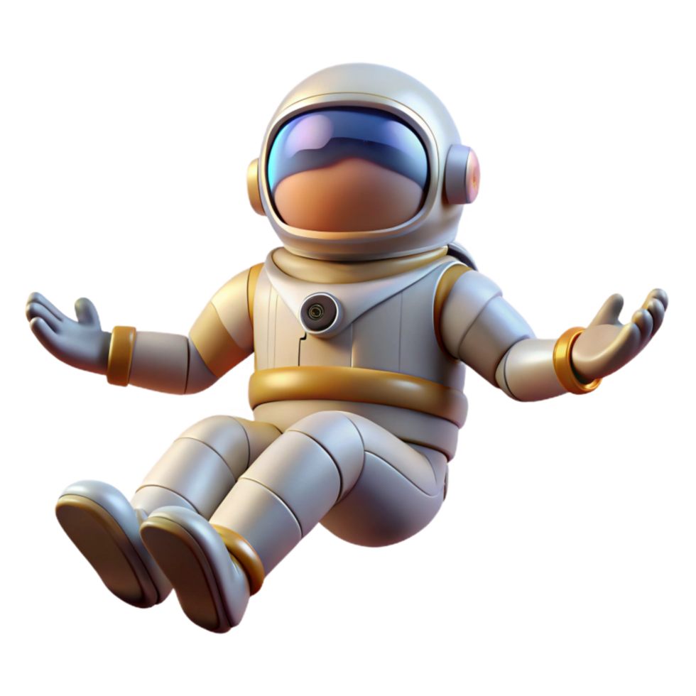 beautiful traditional Floating Astronaut Zero Gravity Pose Isolated Element authentic png