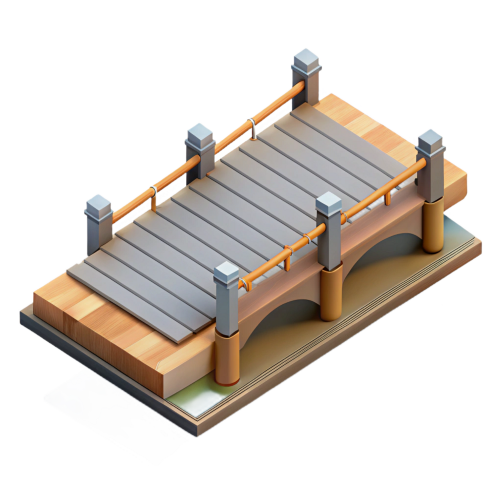 vibrant creative Floating Bridge Section Isometric View Isolated original png