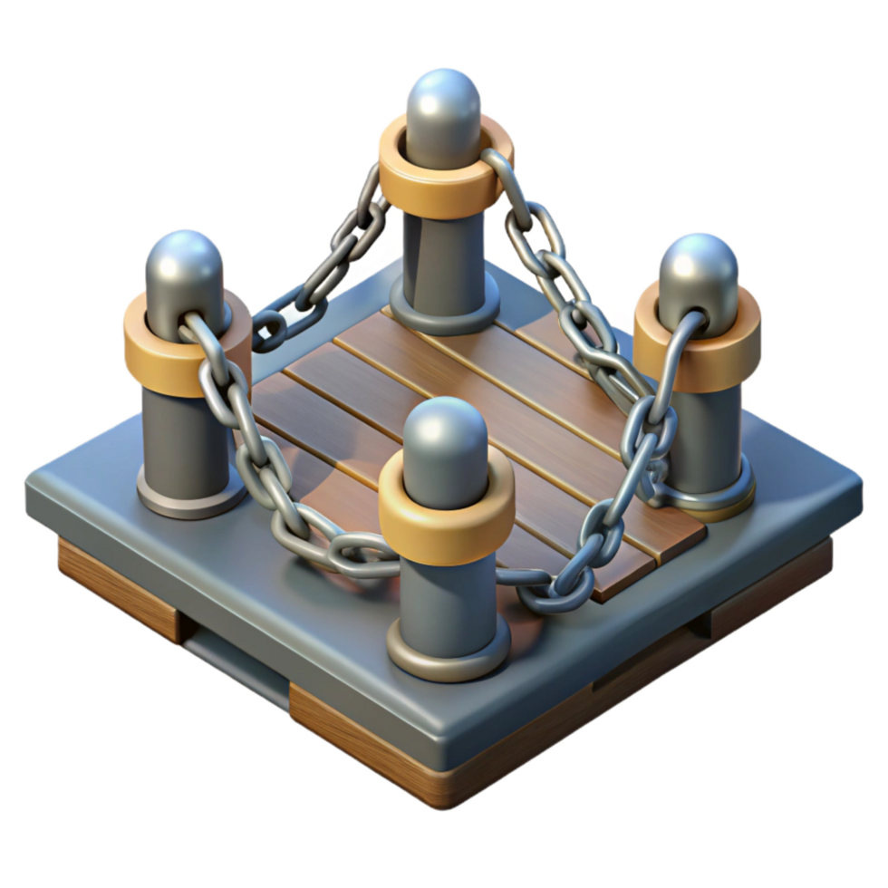 beautiful artistic Floating Dock Mooring System Isolated with Chain Detail original png