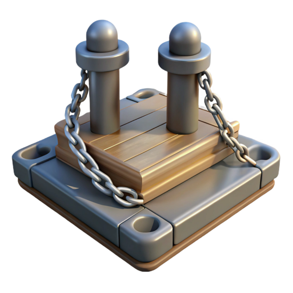 serene traditional Floating Dock Mooring System Isolated with Chain Detail exclusive png