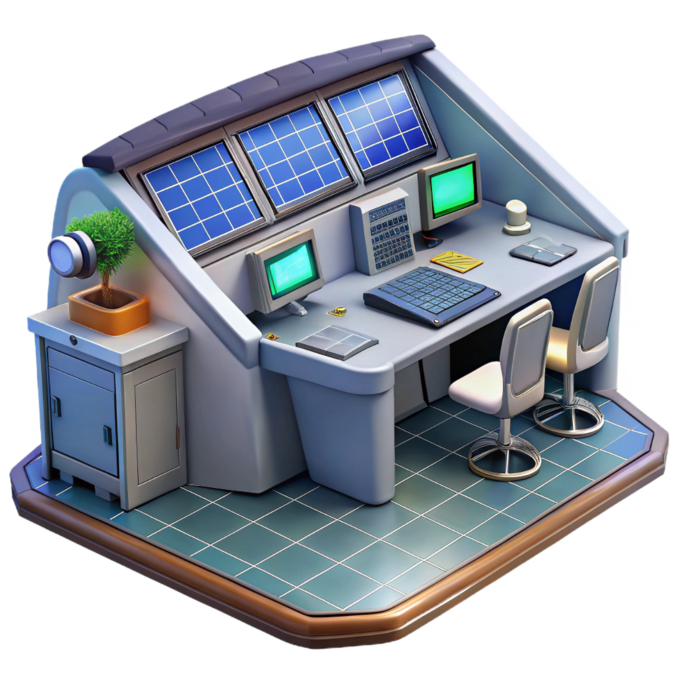 extraordinary classic Floating Solar Farm Control Room Interior View Isolated original png