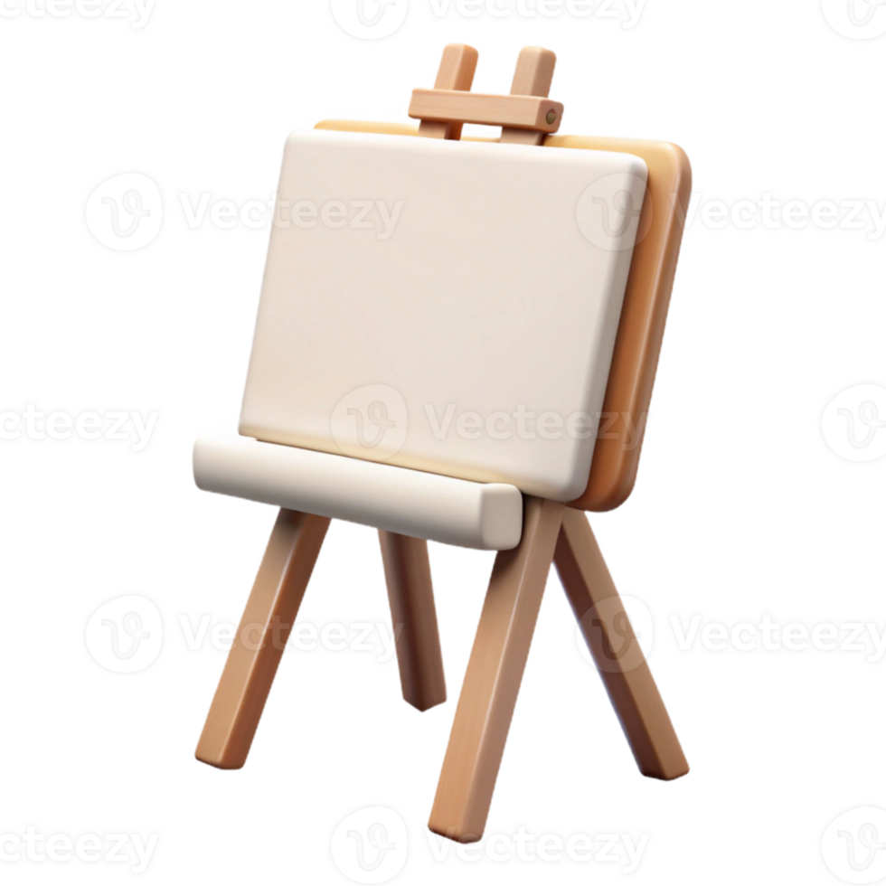 dramatic minimalist White Blank Canvas on Easel Transparent Background png