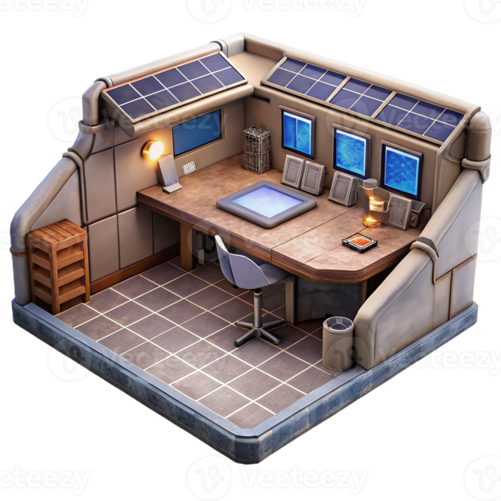 extraordinary traditional Floating Solar Farm Control Room Interior View Isolated original png
