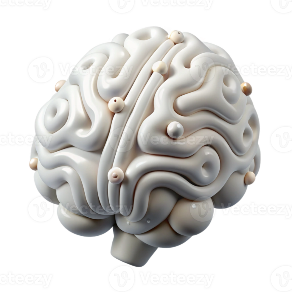 serene vintage White Ai Brain Circuitry Cutout detailed png