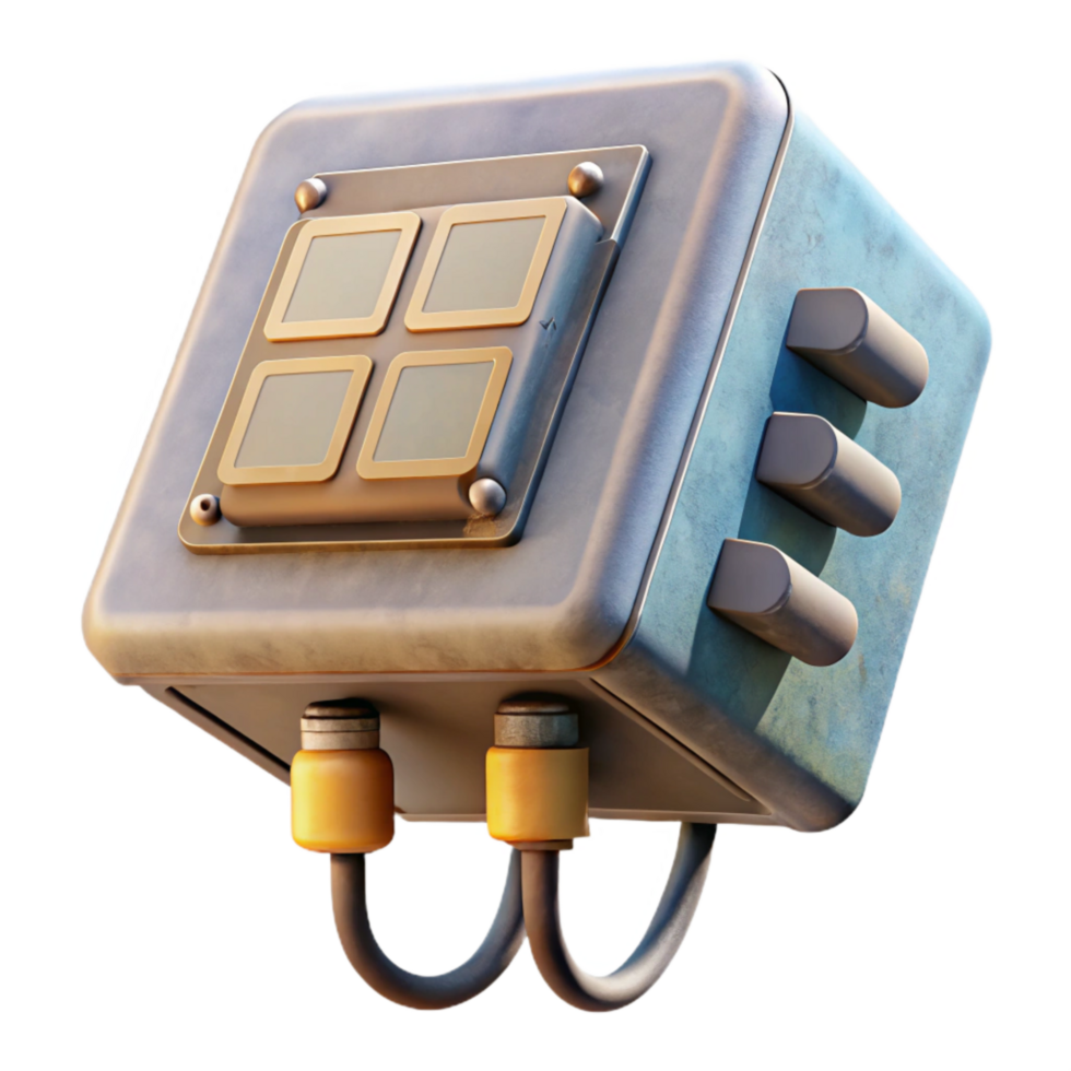 dramatic contemporary Floating Solar Panel Connection Box Isolated with Wiring Terminals premium png