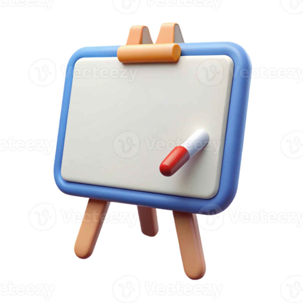 elegant contemporary Whiteboard with Marker Front View Isolated detailed png