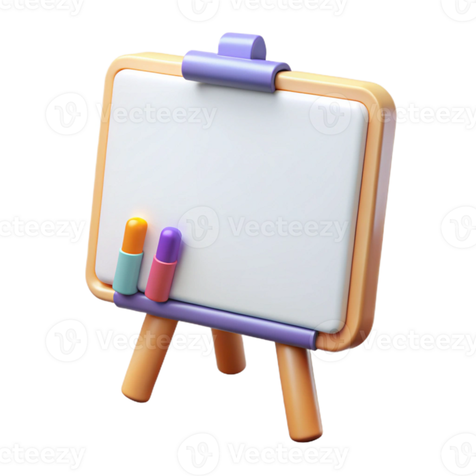 serene artistic Whiteboard with Markers Front View Isolated high quality png