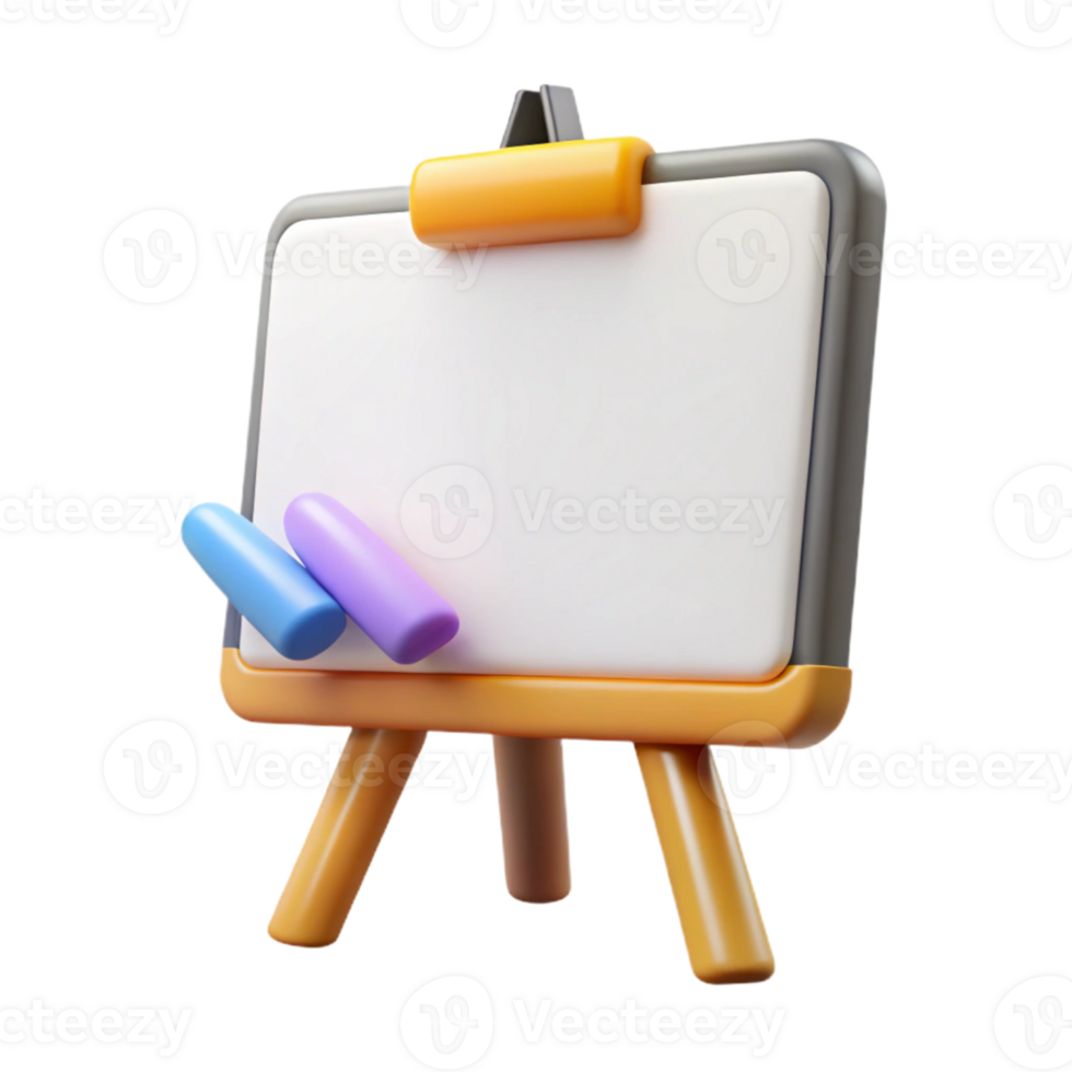 stunning minimalist Whiteboard with Markers Front View Isolated professional png