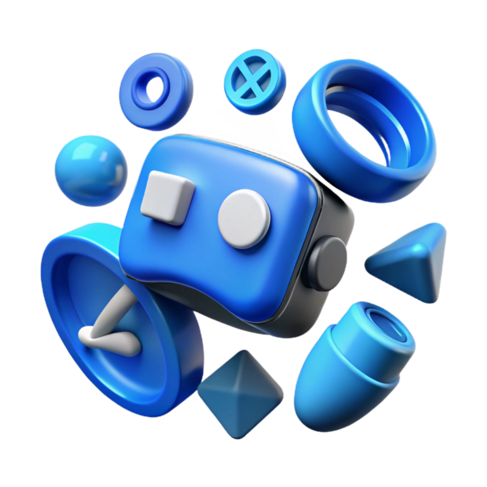 stunning rustic Floating Vr Interface Icons with Blue Accents Cutout authentic png