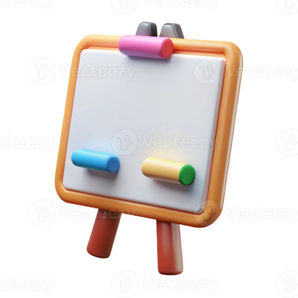 wonderful artistic Whiteboard with Markers Isolated original png