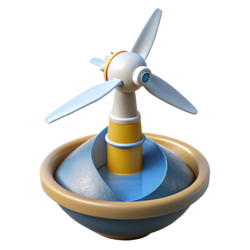 impressive rustic Floating Wind Turbine Anchor System Diagrammatic View Transparent Background professional png