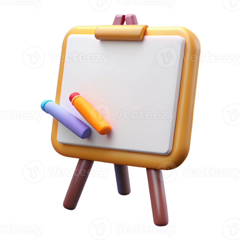 beautiful artistic Whiteboard with Markers Isolated authentic png