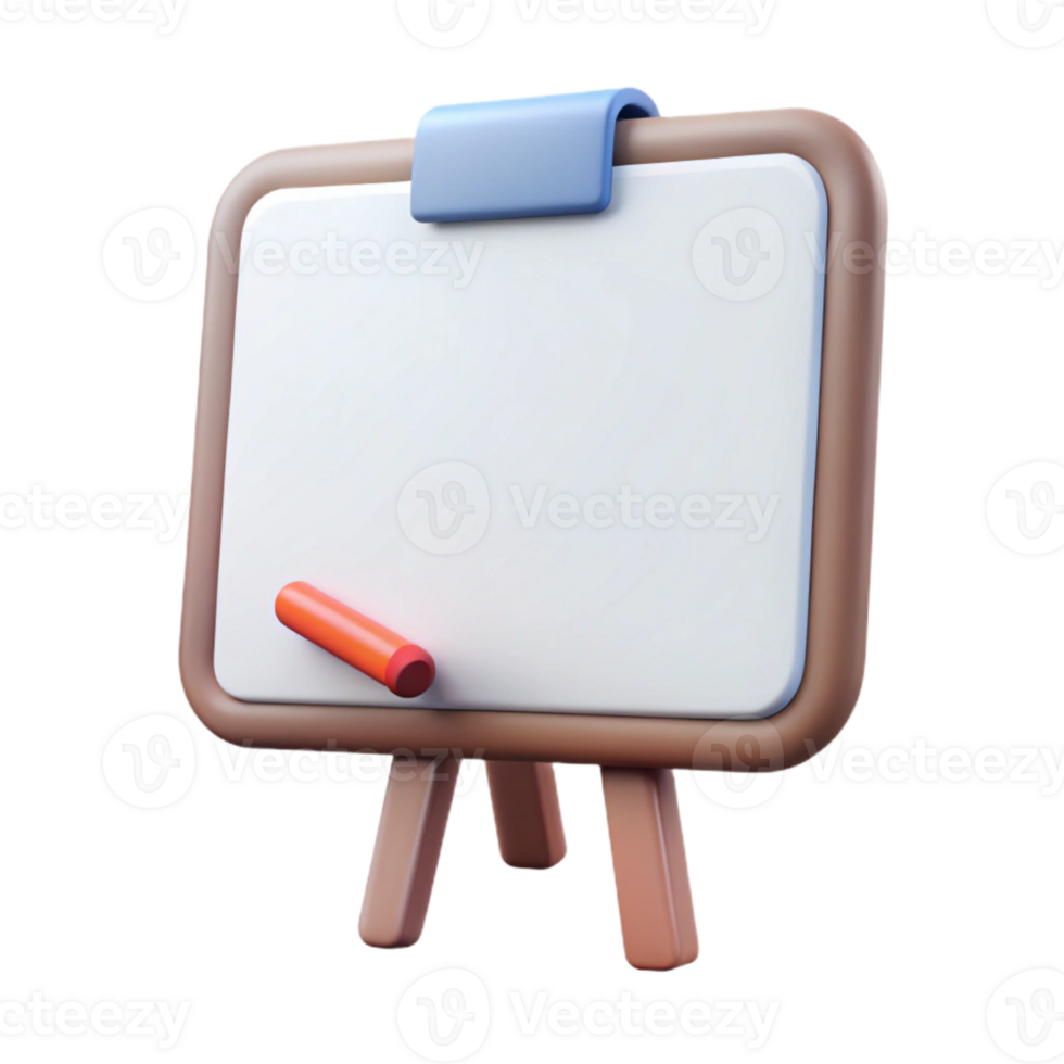 impressive contemporary Whiteboard with Eraser Front View Isolated detailed png