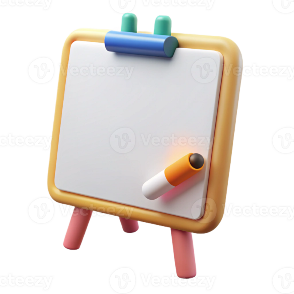 serene classic Whiteboard with Markers Front View Isolated authentic png