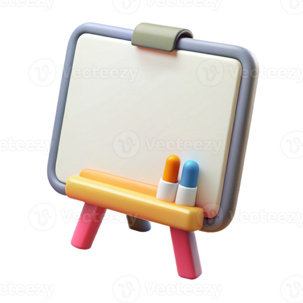stunning abstract Whiteboard with Markers Front View Isolated high quality png