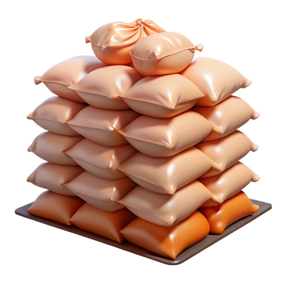 beautiful minimalist Flood Barrier Sandbags Stacked Transparent Background original png