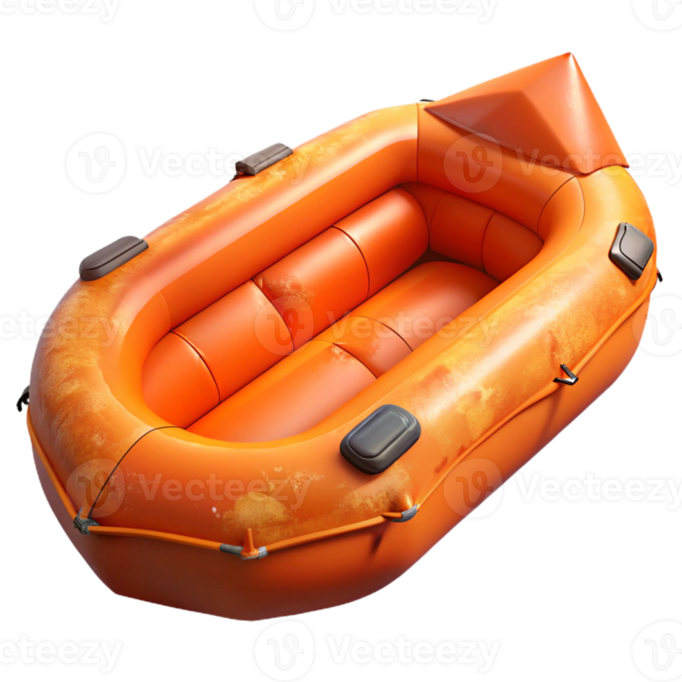 elegant abstract Flood Rescue Boat Inflatable Orange Transparent Background original png