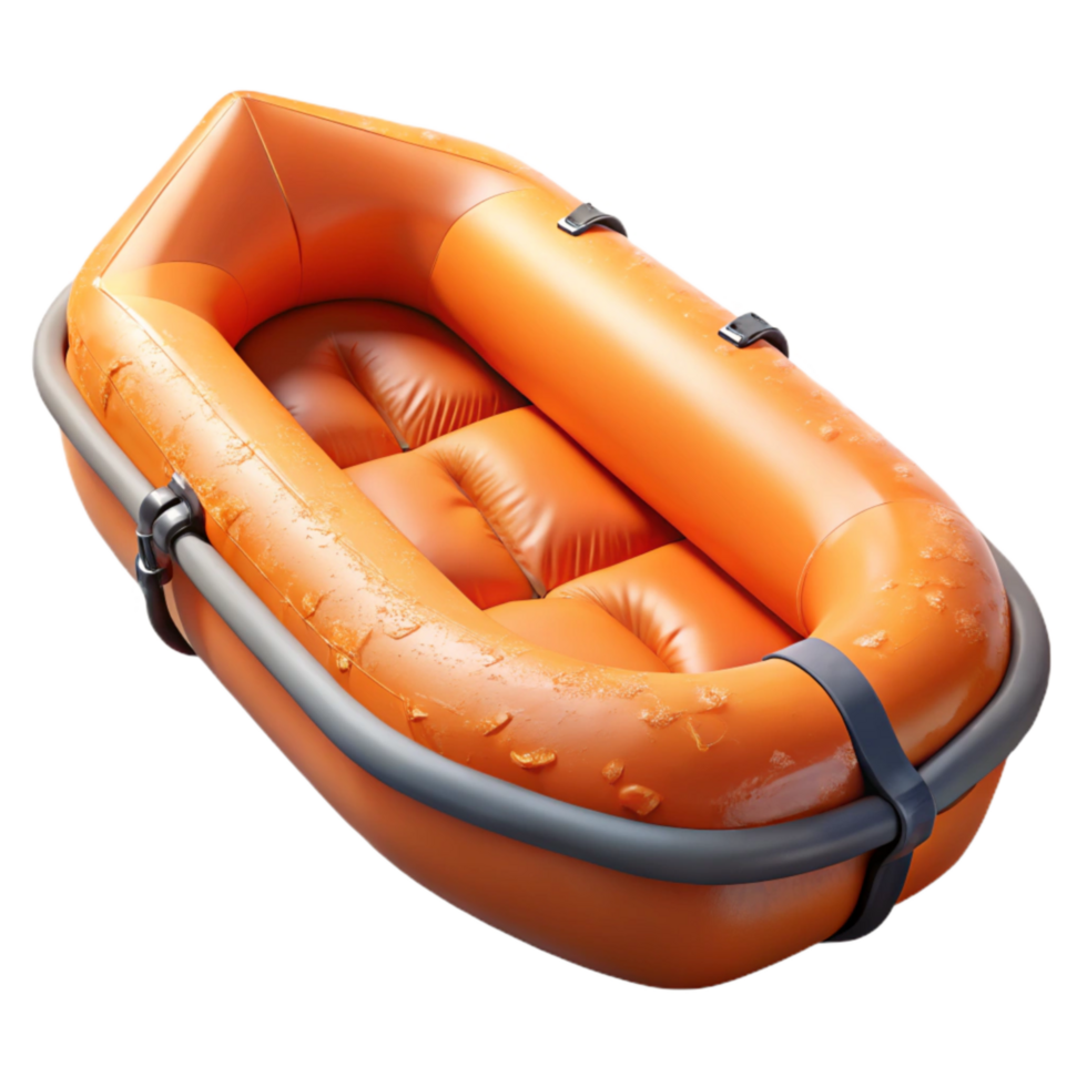 magnificent artistic Flood Rescue Boat Inflatable Orange Transparent Background high resolution png