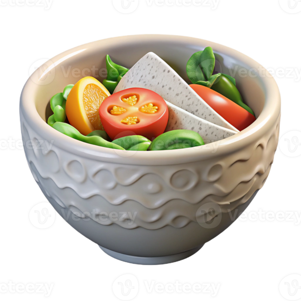 serene abstract White Ceramic Bowl with Fruit Isolated Element detailed png