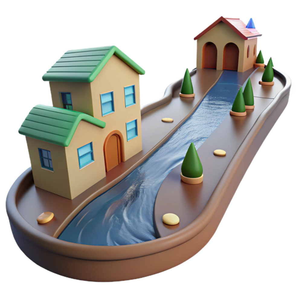 extraordinary traditional Floodwaters Rushing Down Street Side View Cutout high quality png