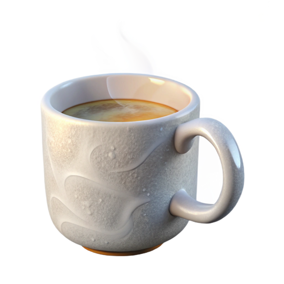 stunning abstract White Ceramic Coffee Mug with Steam Isolated high quality png