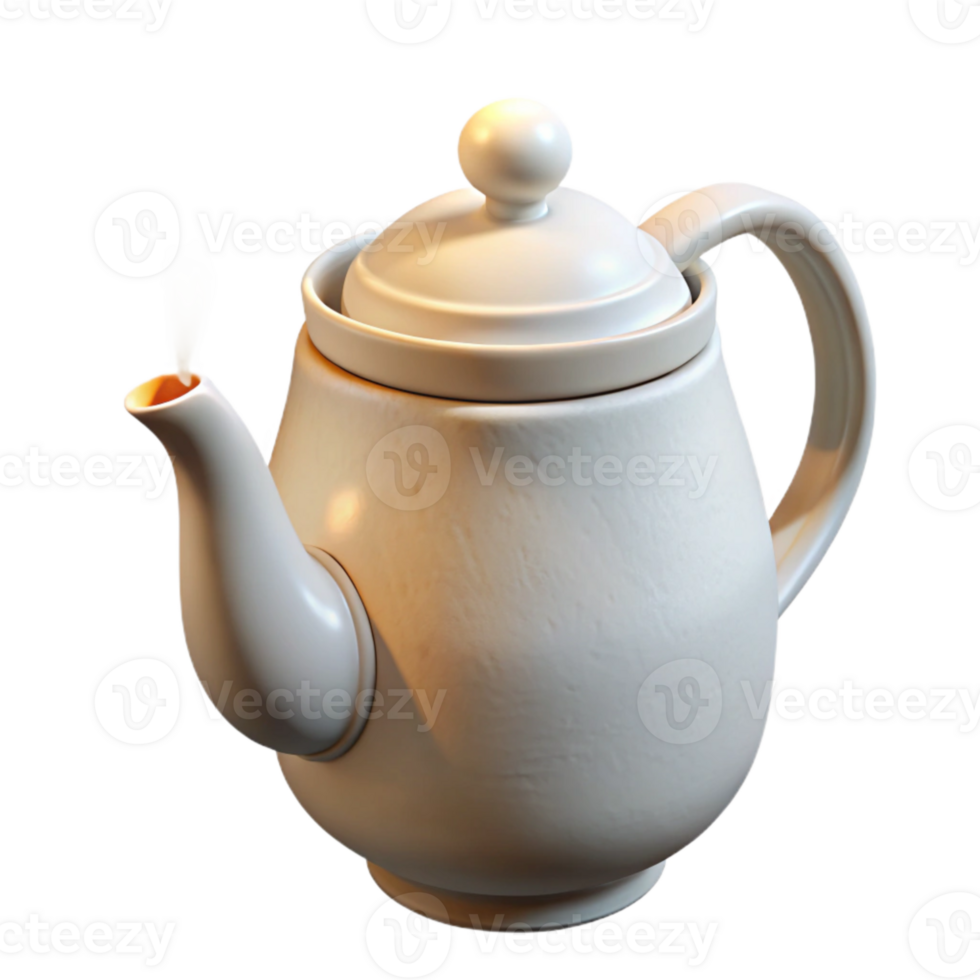 serene rustic White Ceramic Teapot with Teacup Isolated Element png