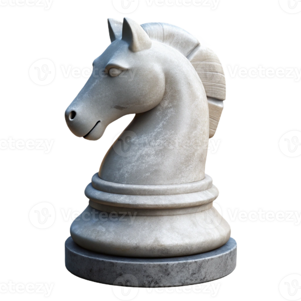 elegant artistic White Chess Knight Cutout Element premium png