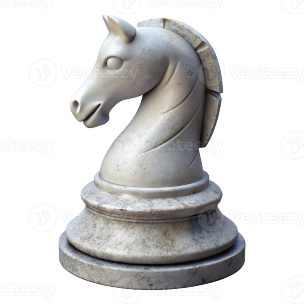 elegant minimalist White Chess Knight Cutout Element premium png