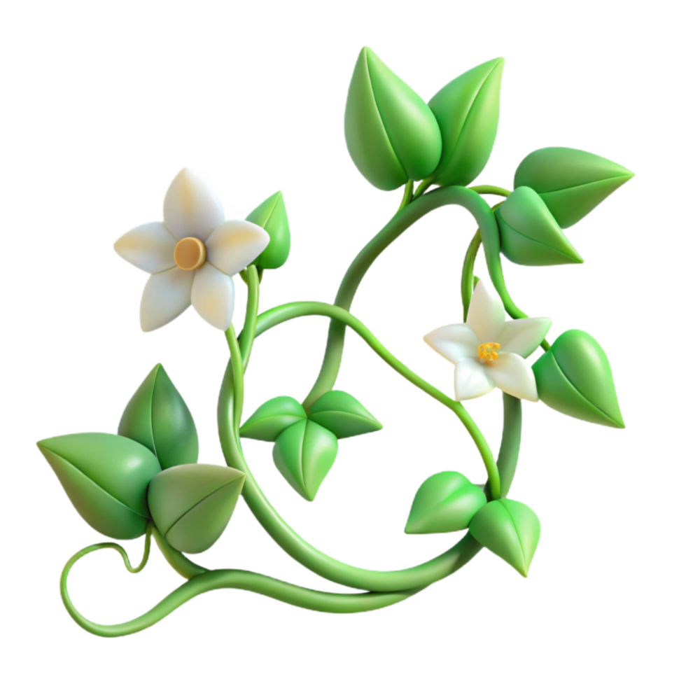 vibrant traditional Flowering Vines Cutout with Green Leaves on Transparent Background exclusive png