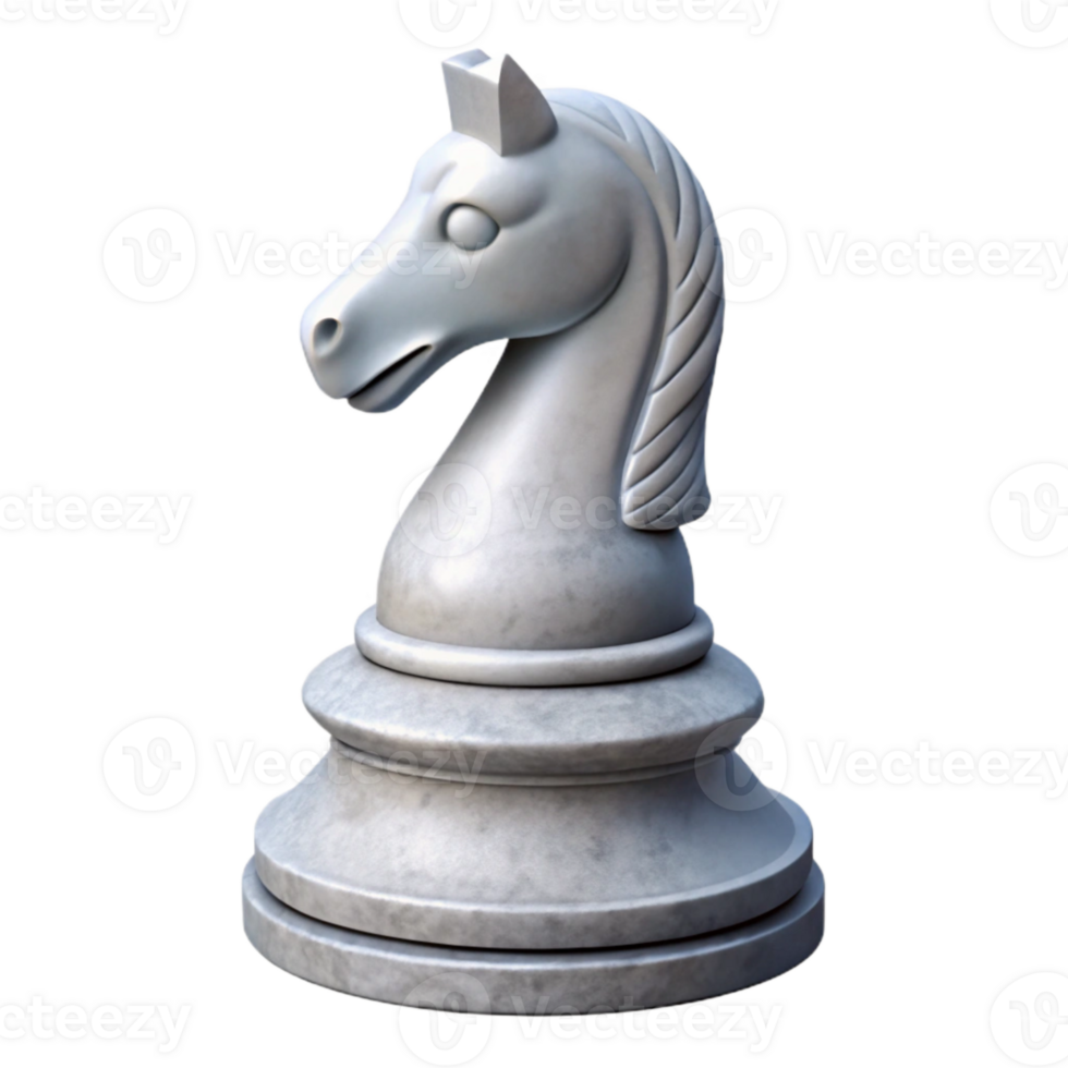 impressive rustic White Chess Piece Knight Isolated on Transparent Background png