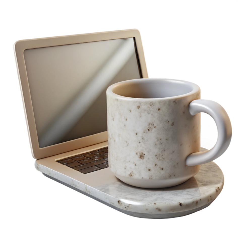 serene minimalist White Coffee Mug with Steam Side View Isolated Element professional png