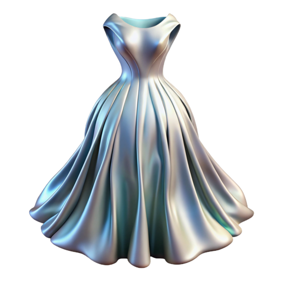 serene minimalist Flowing Silk Dress Back View Isolated on Transparent Background high resolution png