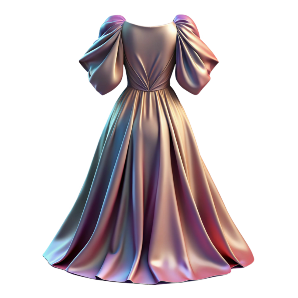 extraordinary minimalist Flowing Silk Dress Back View Isolated on Transparent Background professional png