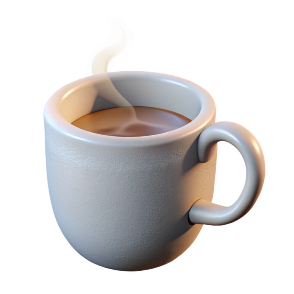 stunning minimalist White Coffee Mug with Steam Side View Isolated Element authentic png