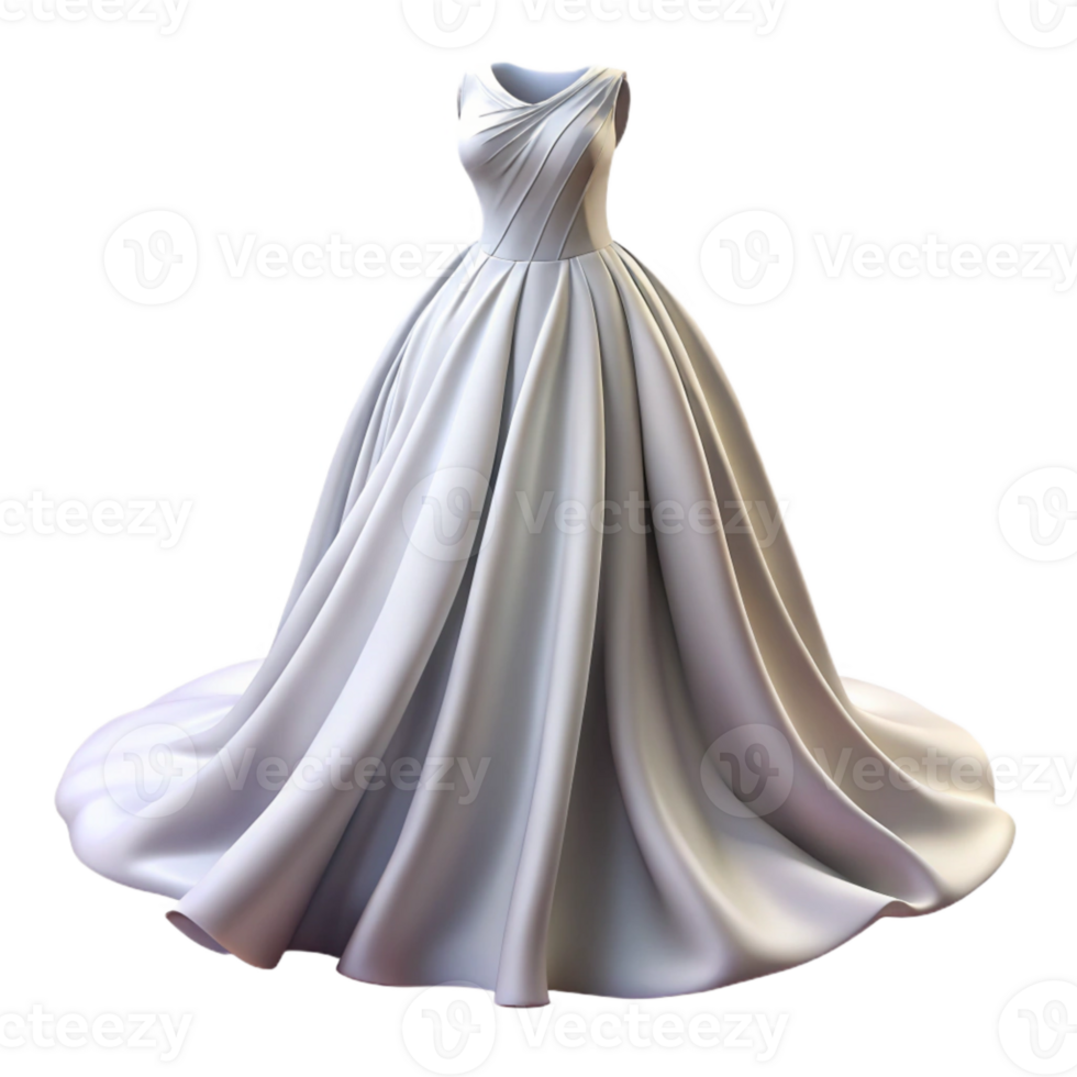 magnificent traditional Flowing White Gown Isolated with Soft Lighting detailed png