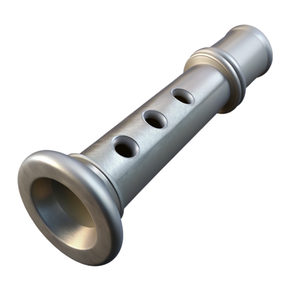 stunning rustic Flute Embouchure Hole Side View Silver Finish Isolated png