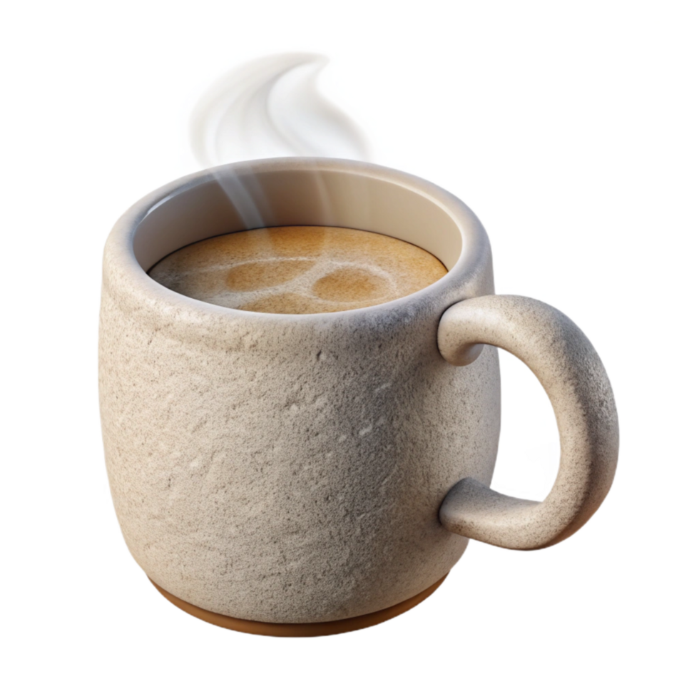 elegant modern White Coffee Mug with Steam Side View Isolated Element high resolution png