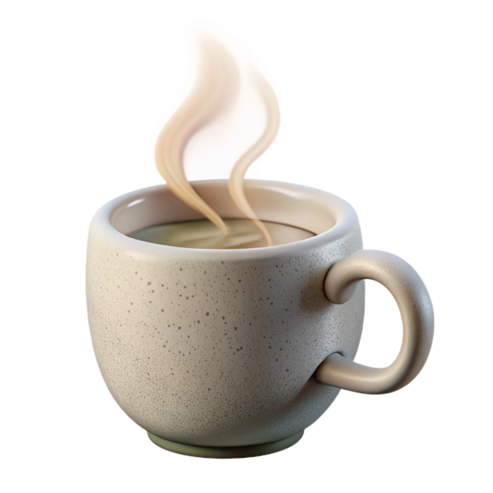 elegant classic White Coffee Mug with Steam Side View Isolated Element original png