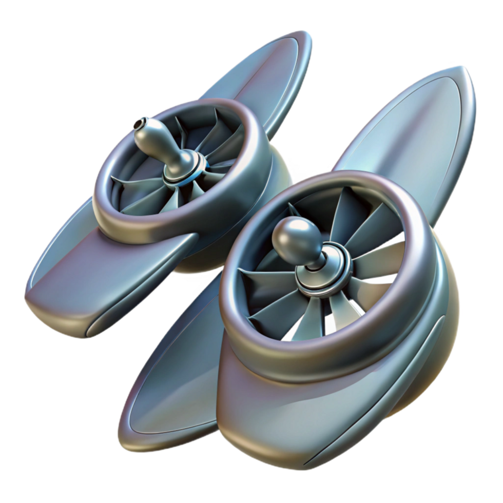 beautiful artistic Flying Car Rotor Blades Closeup Isolated premium png
