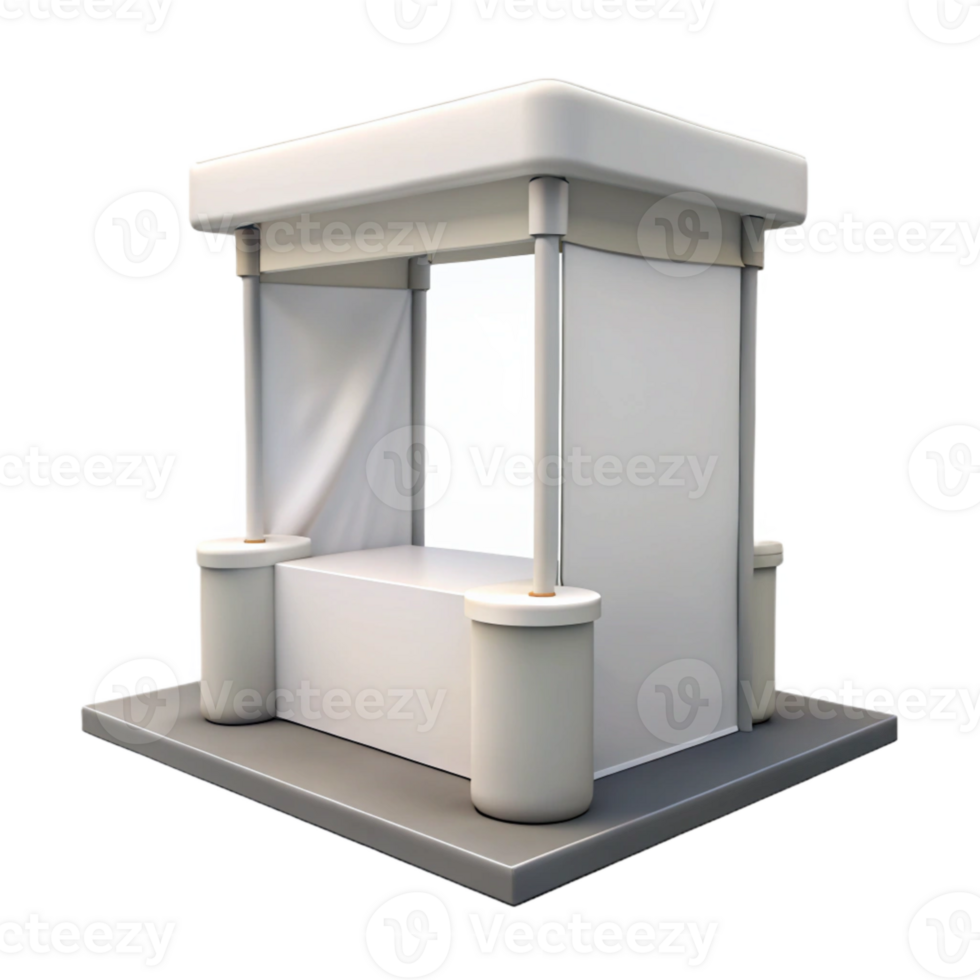 elegant traditional White Expo Booth with Banner Isolated on Transparent Background high resolution png
