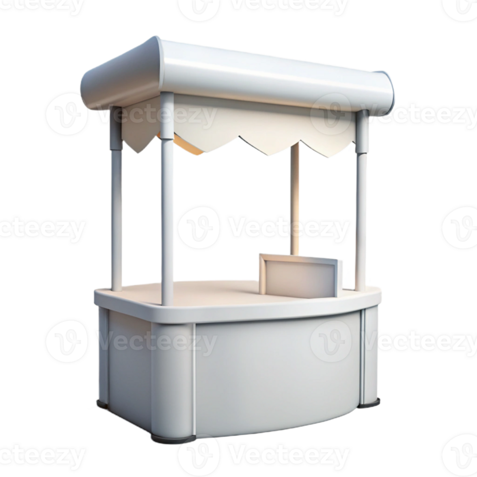 beautiful minimalist White Expo Booth with Banner Isolated on Transparent Background png